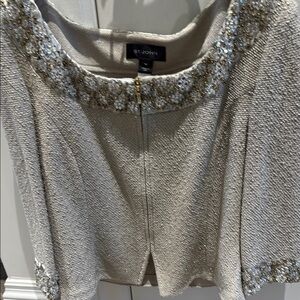 St. John Textured Cream Jacket with Embellishments